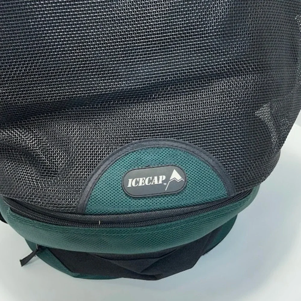 Icecap Backpack Black Green Mesh Insulated 3 Compartment Hiking Camping Travel